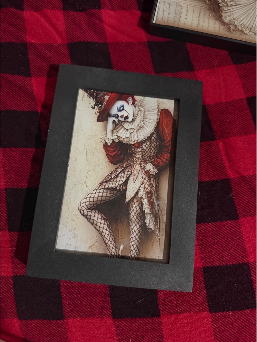 Vintage Clown Art Print in Black Frame 4x6